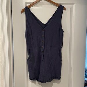 Vici Navy Blue Button-Front Tank Romper large